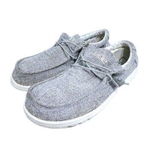 Hey Dude Men's Size 13 Wally Linen Iron Gray Slip On Loafers Shoes